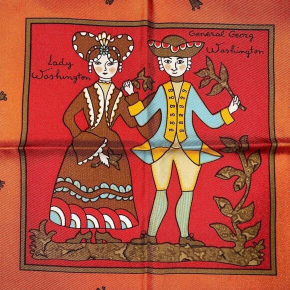 Hermes Carré 90 EARLY AMERICA Red Silk Scarf  Boxed NWT - Picture 10 of 16